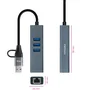 Nanocable Conversor USB-C y USB-A a Ethernet RJ45 y 3xUSB-A 3.0 Gris